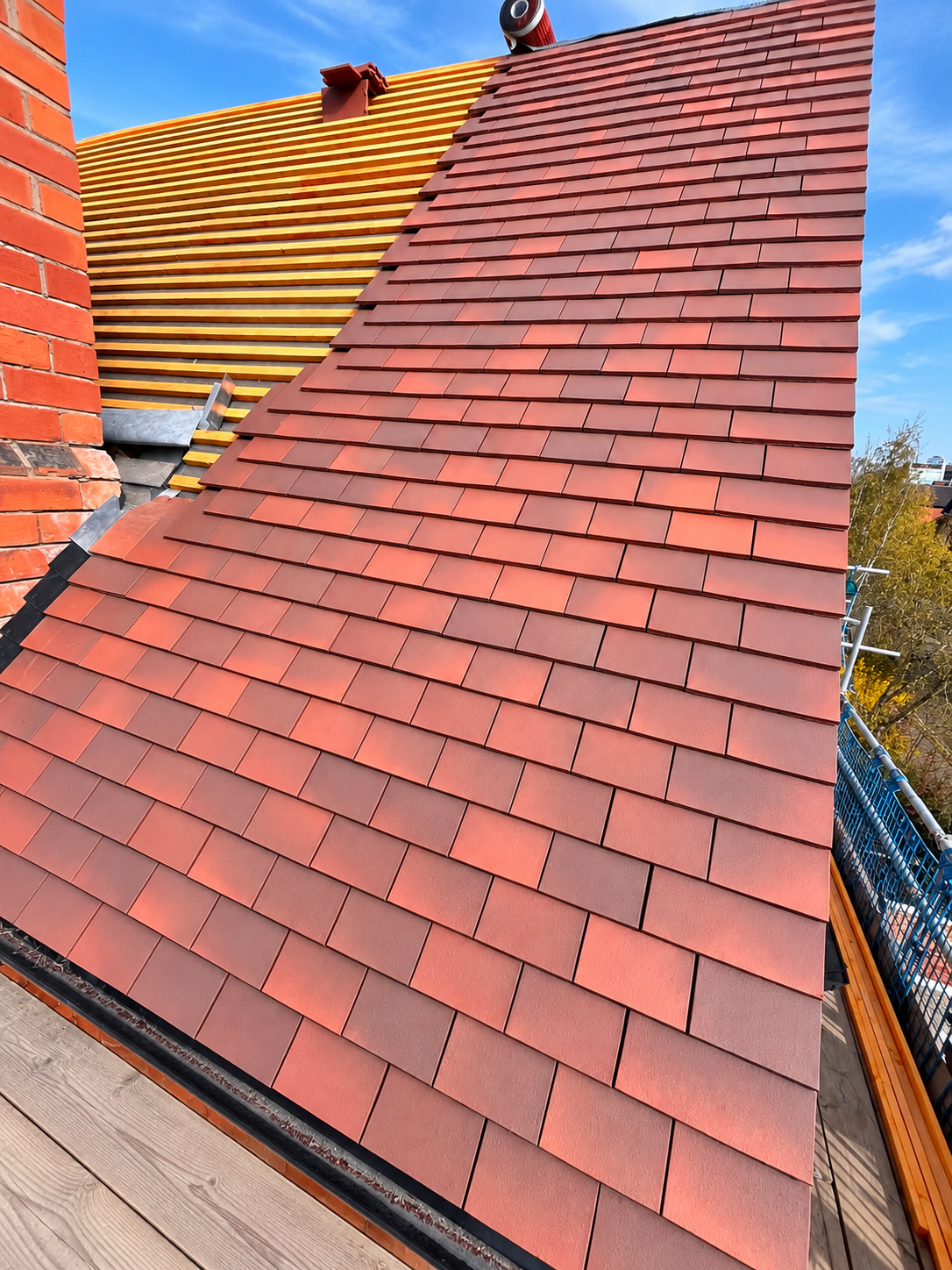 Red tiled roofing installation by K. Wright Roofing Services