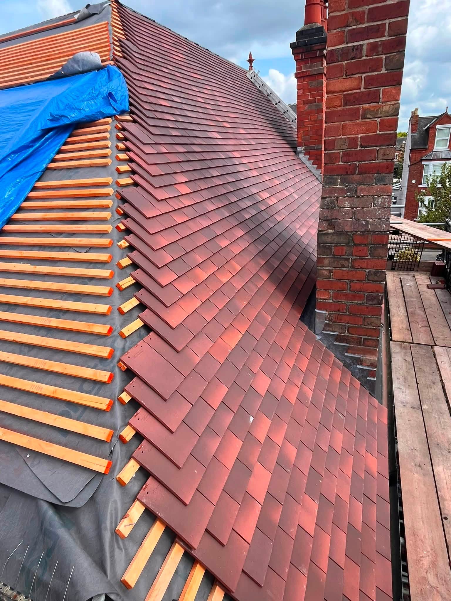 Roof installation in progress by K. Wright Roofing Services